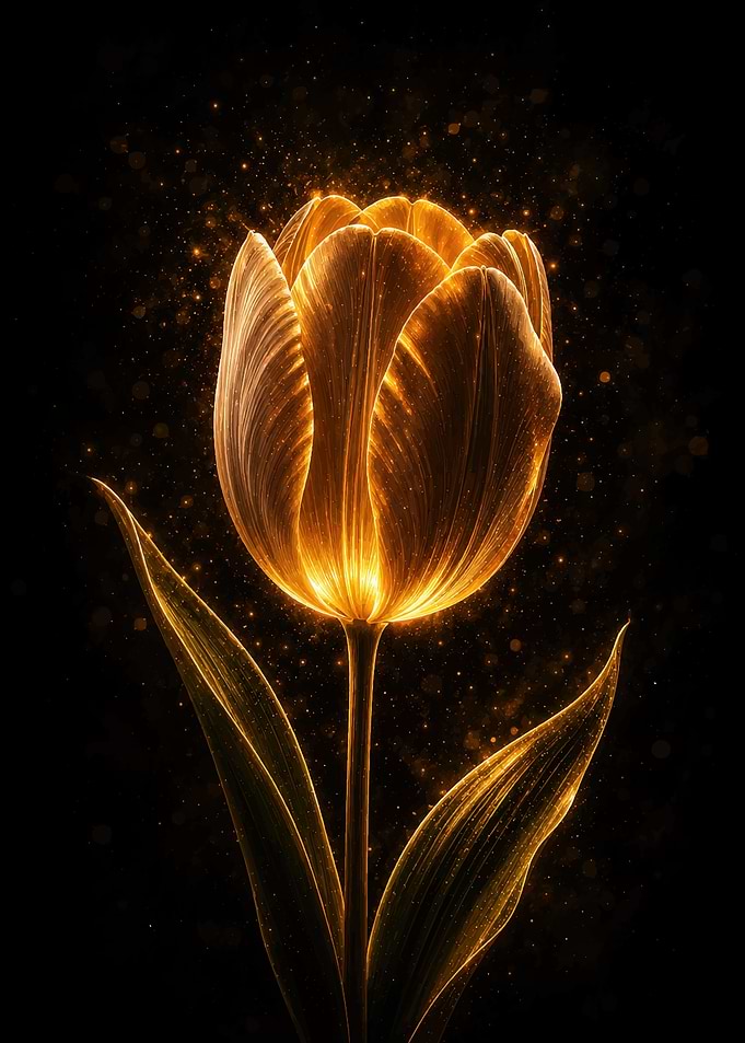 Glowing Golden Tulip Art