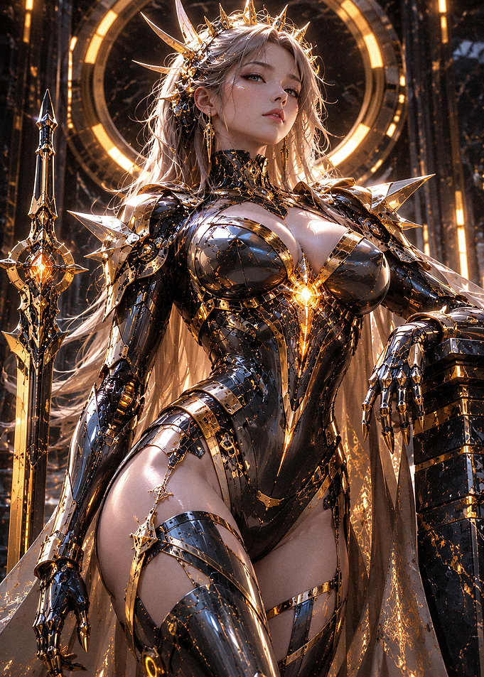 Celestial Warrior Queen in Golden Armor