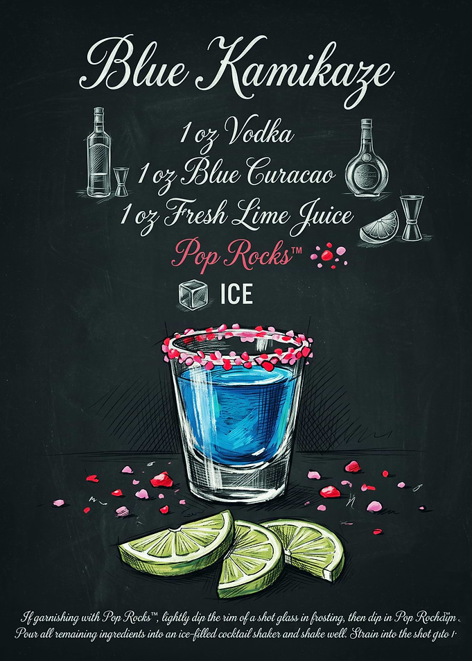 Blue Kamikaze Cocktail Recipe Poster