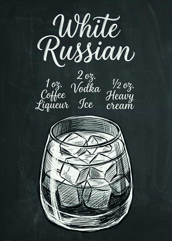 White Russian Cocktail Recipe Chalkboard Art
