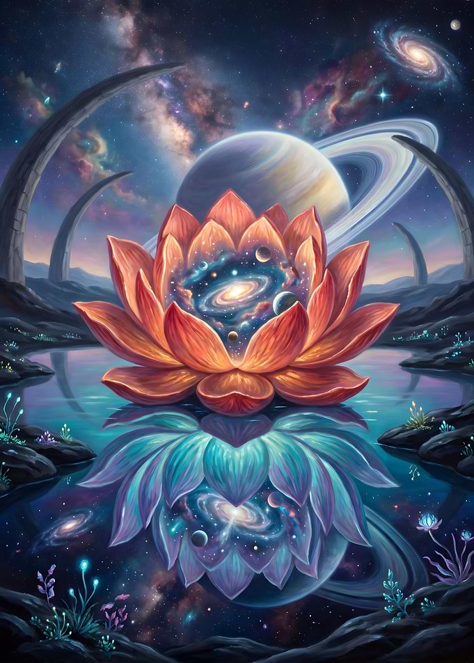 Cosmic Lotus – Mystical Surreal Fantasy Landscape