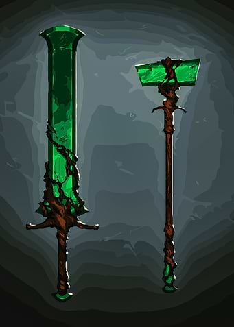 Emerald Crystal Sword and Hammer Set