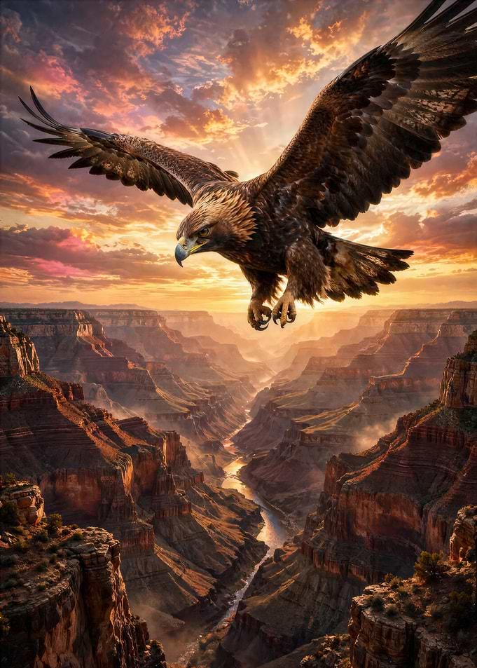 Golden Eagle Over Grand Canyon