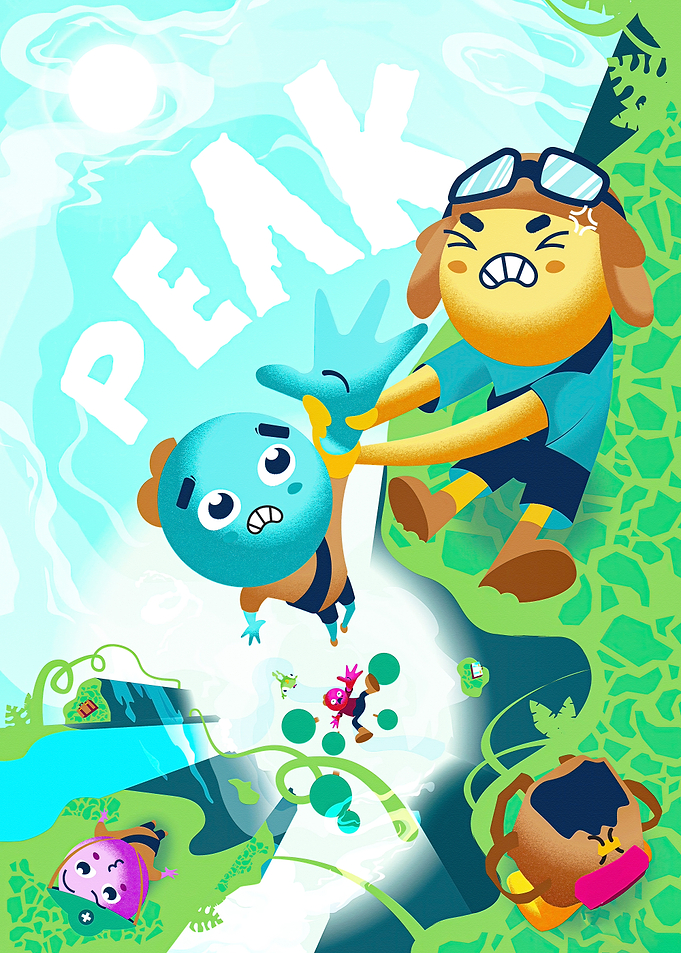 Peak Adventure Cartoon Illustration