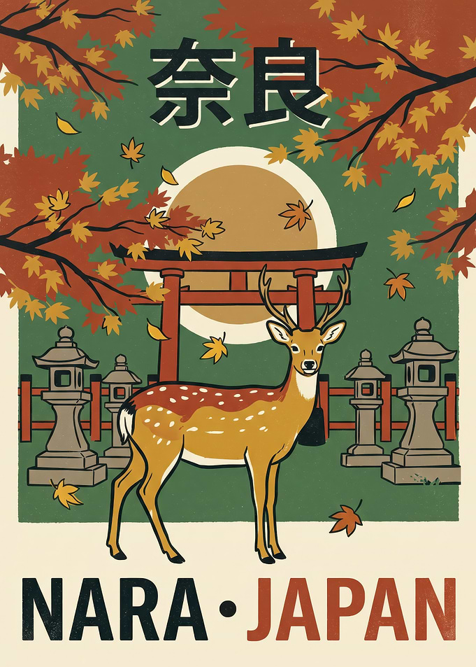 Nara Japan Travel Poster