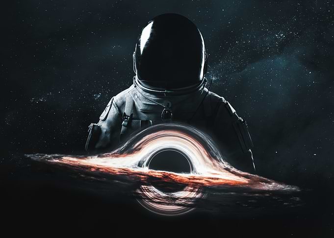 Astronaut Facing a Massive Black Hole