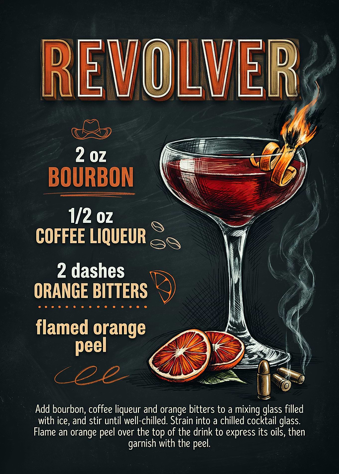 Revolver Cocktail Recipe Chalkboard Art