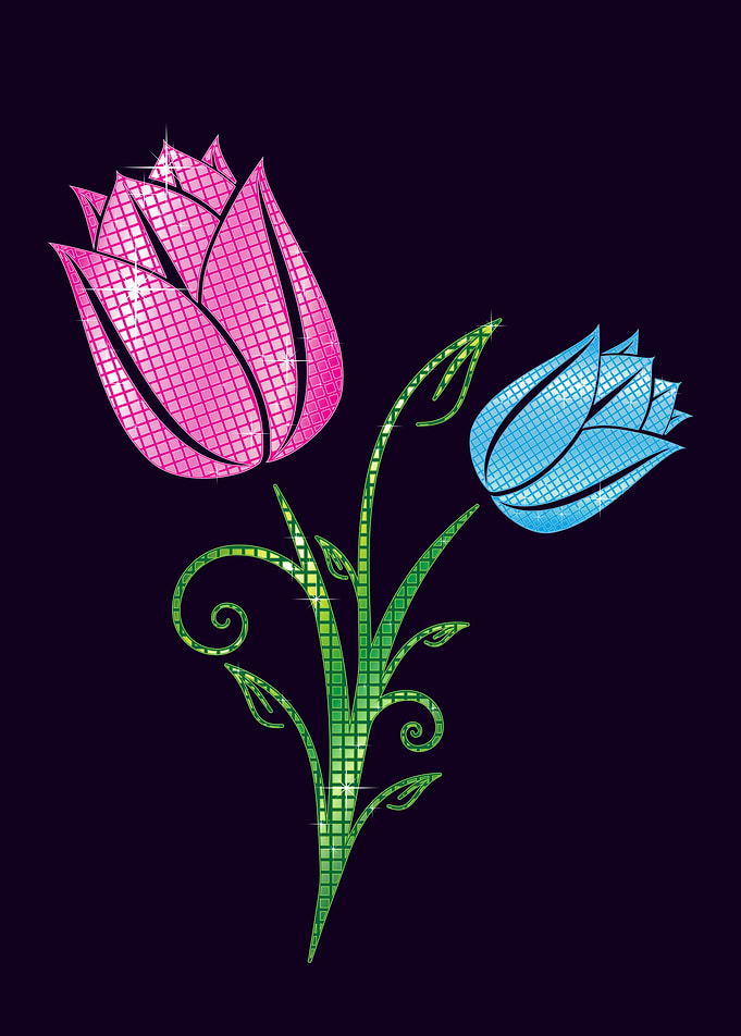 Sparkling Mosaic Tulip Flower Illustration