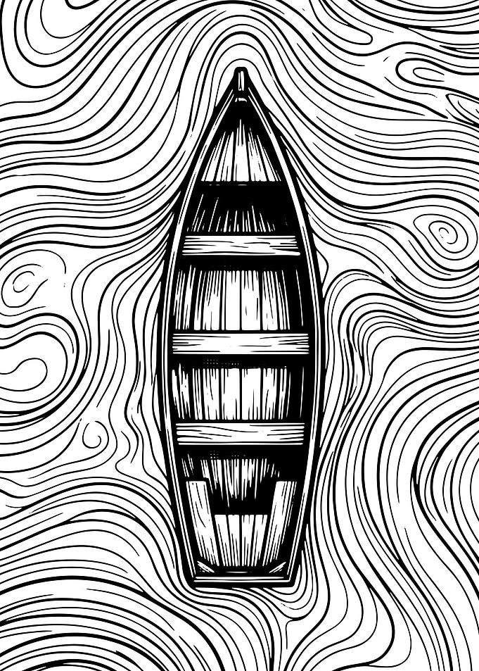 Top-Down View of a Wooden Boat