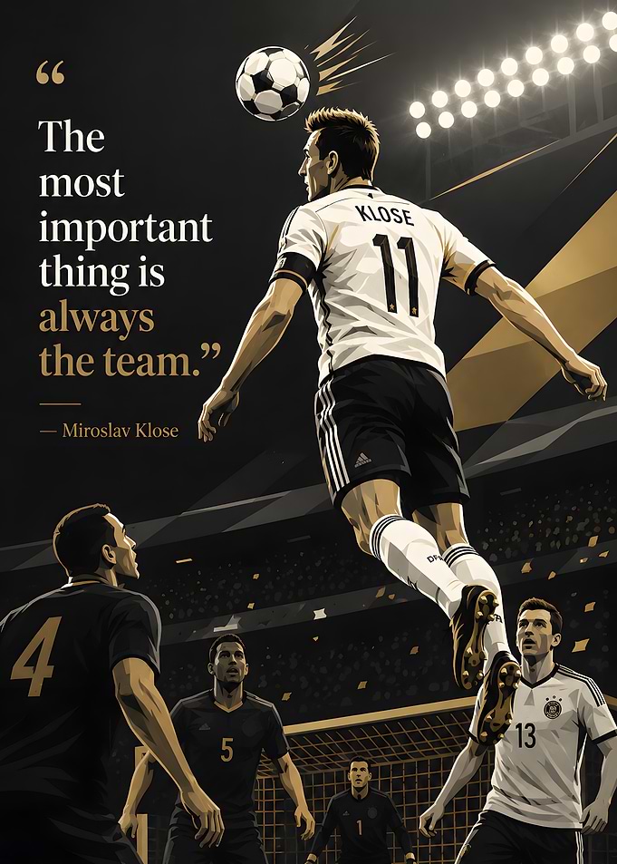 Miroslav Klose Inspirational Soccer Poster