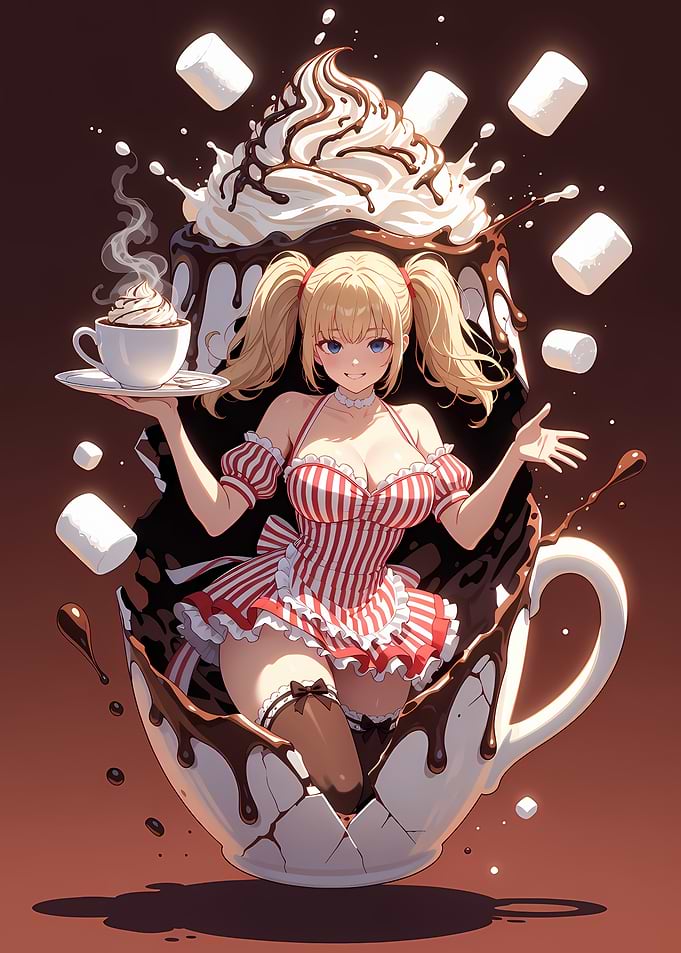 Anime Girl in Hot Chocolate Mug