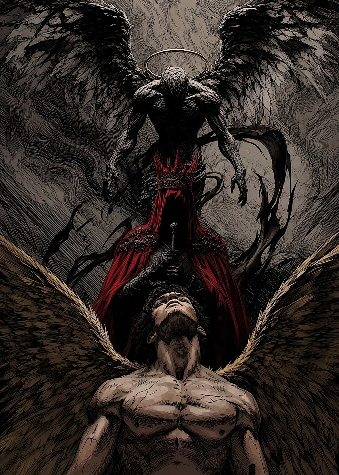 Dark Fantasy Angelic Warrior Illustration