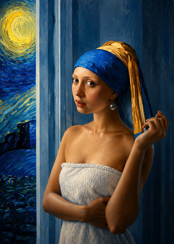 Girl with Pearl Earring Starry Night