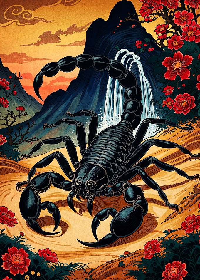 Black Scorpion in Japanese Art Style