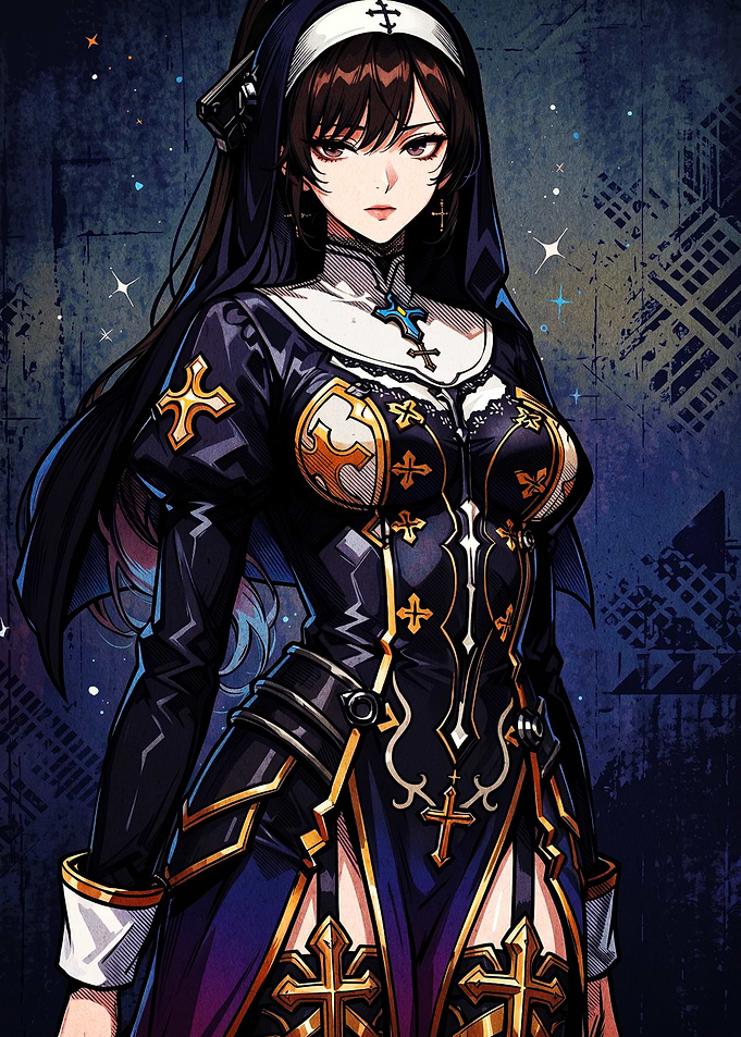 Anime Style Nun Warrior Portrait