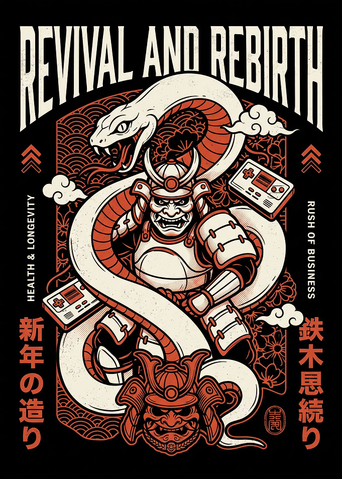 Samurai Snake Gaming Revival Poster