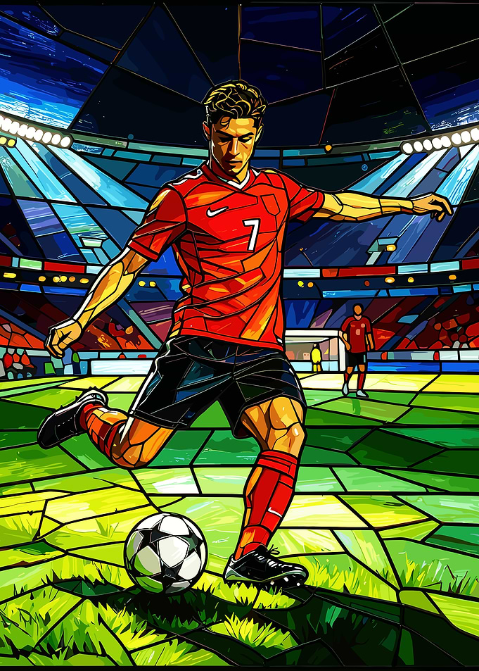 Stained Glass Style Cristiano Ronaldo Poster