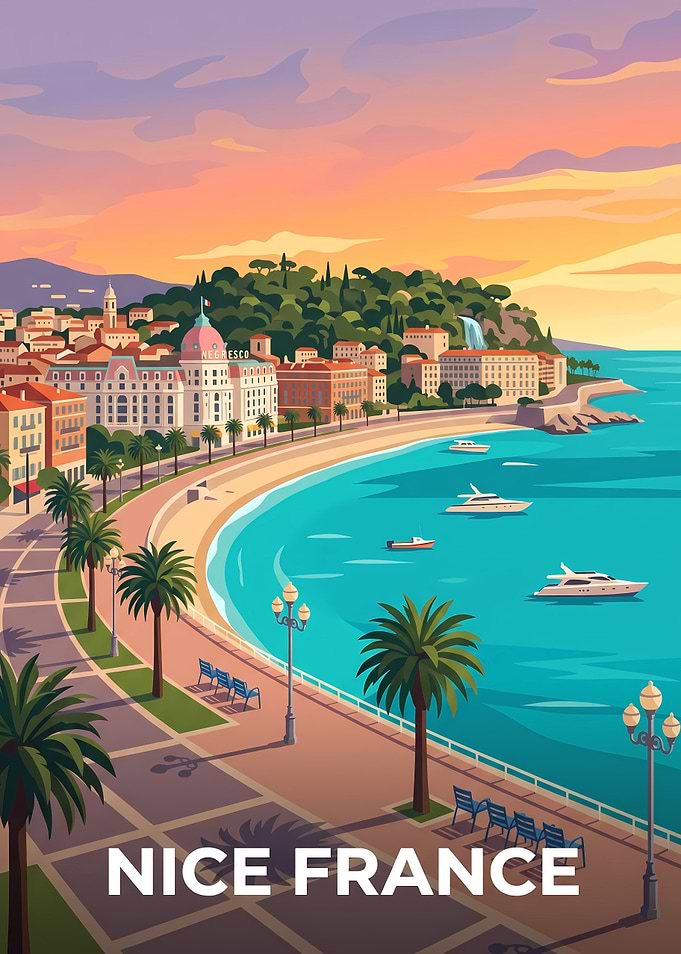 Nice France Travel Poster