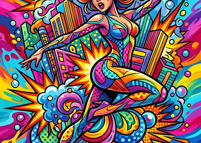 Vibrant Pop Art City Dancer