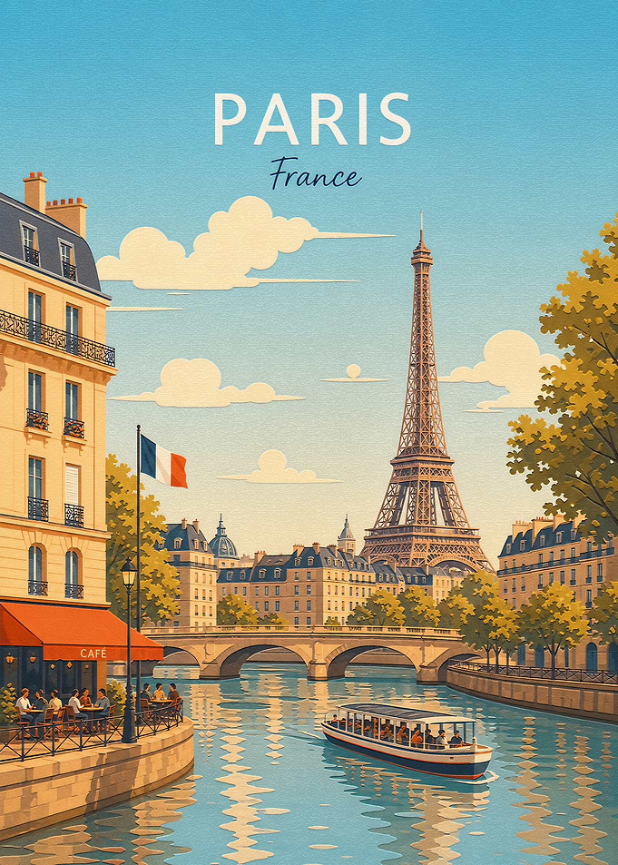 Vintage Paris Travel Poster