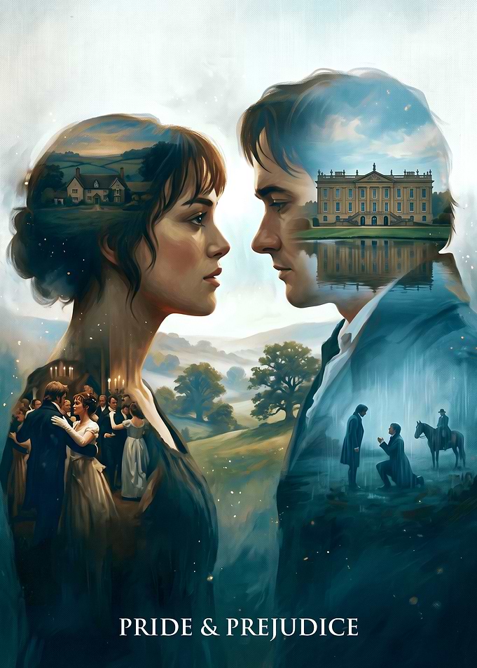 Pride and Prejudice Double Exposure Art