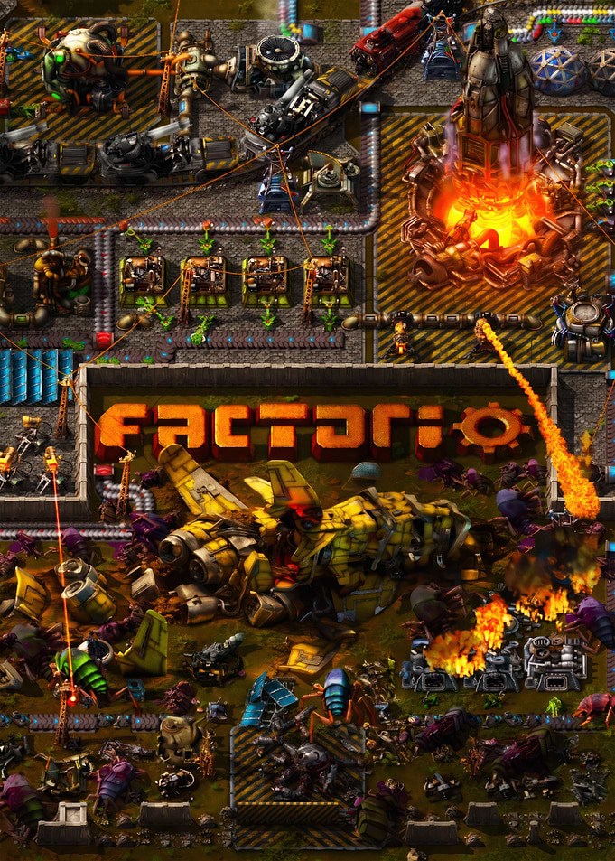 Factorio Game and Industrial Scene