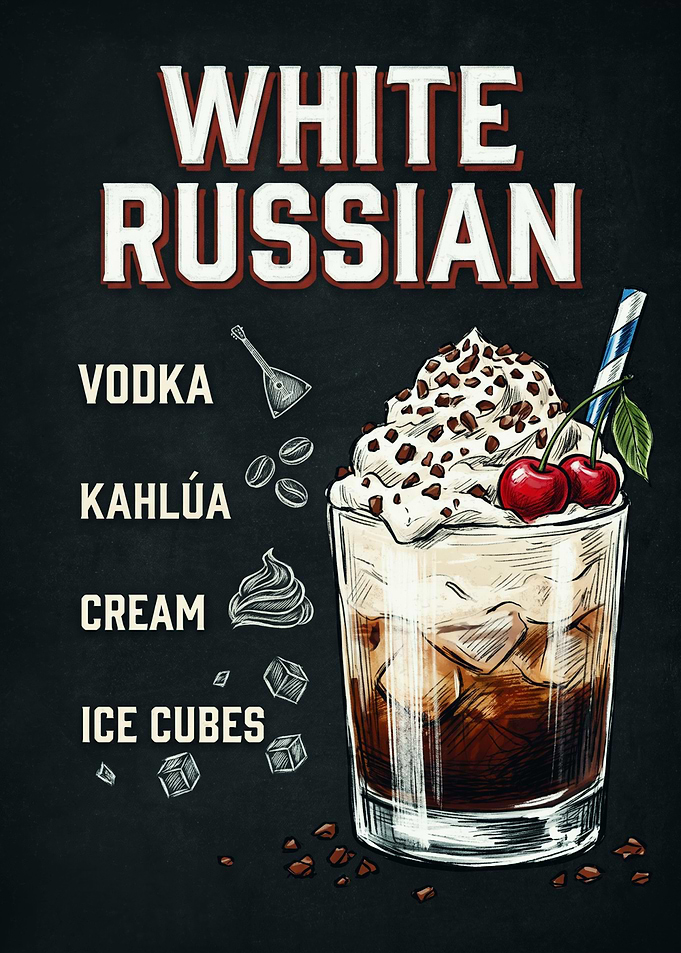White Russian Cocktail Recipe Poster
