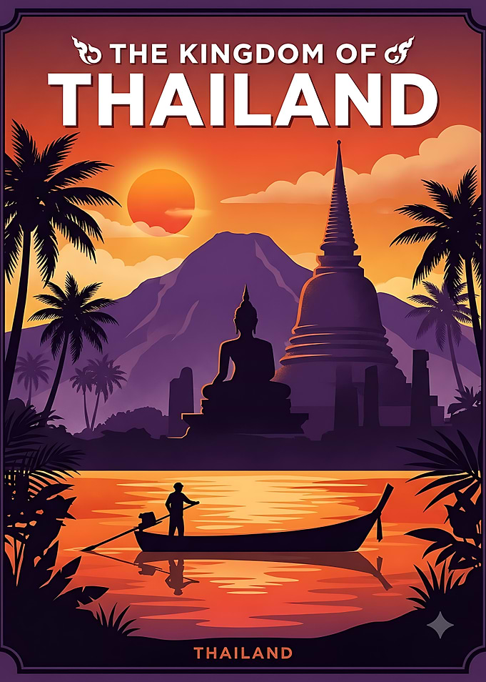 Vintage Travel Poster of Thailand