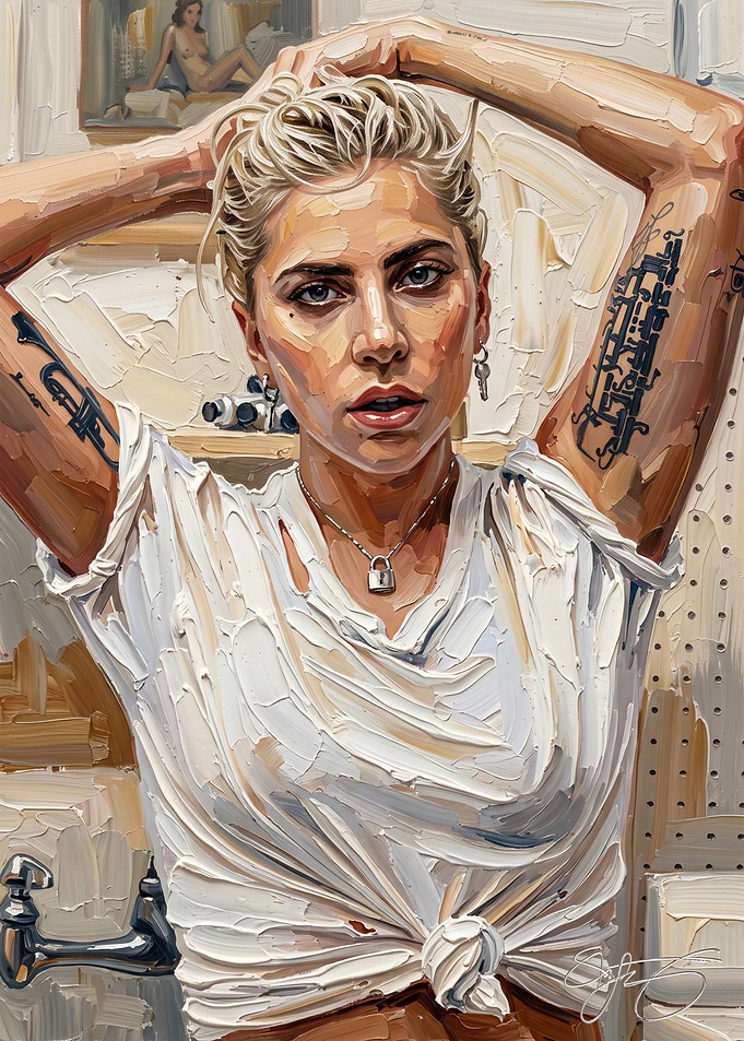 Oil Painting Portrait of Lady Gaga