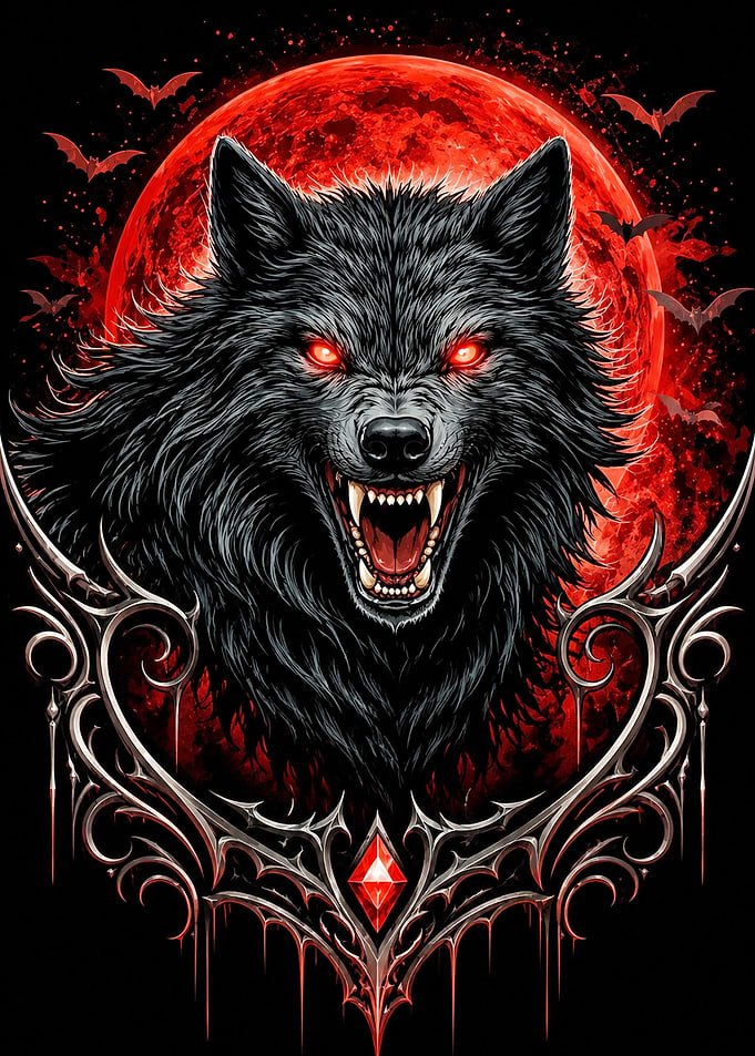Fierce Werewolf Under Red Moon