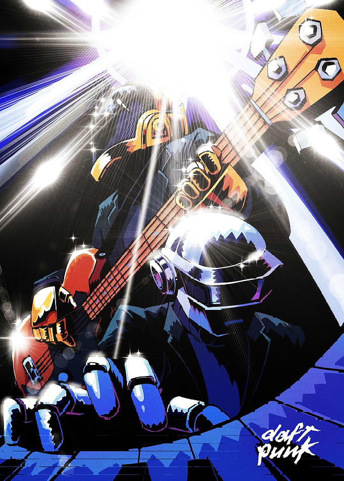 Daft Punk Electronic Music Duo Illustration