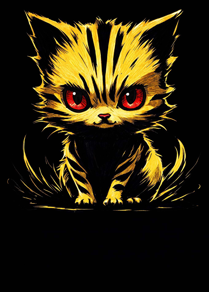 Fiery Yellow Tiger Kitten Illustration