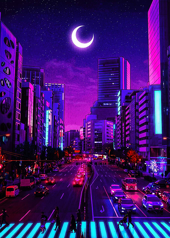 Neon Cityscape at Night