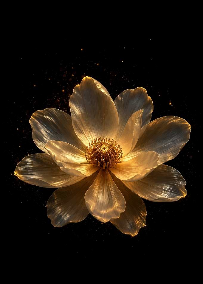 Glowing Golden Lotus Flower