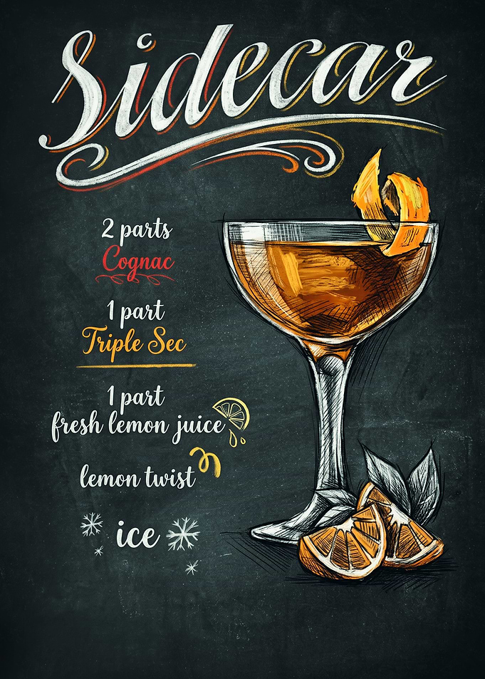 Sidecar Cocktail Recipe Chalkboard Art