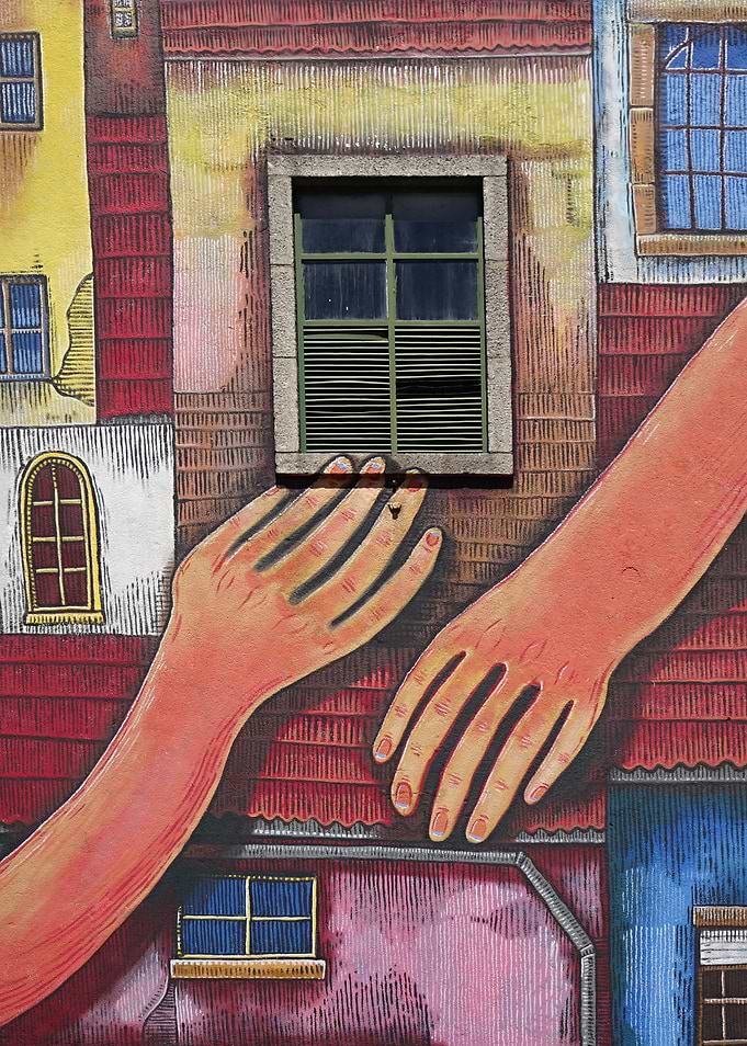 Surreal Mural of Giant Hands