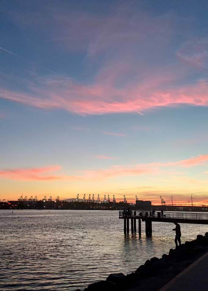 Sunset over Long Beach Harbor