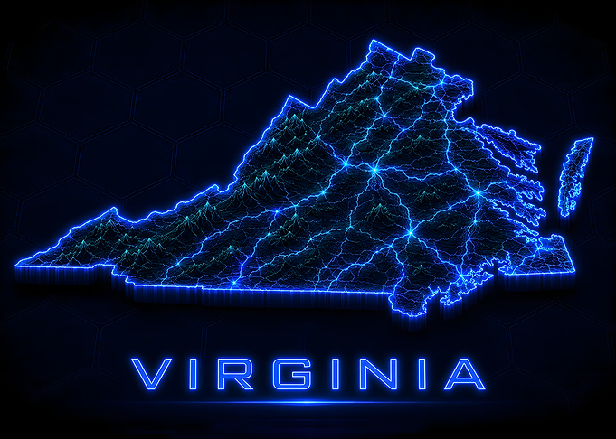 Virginia Neon Topo Map