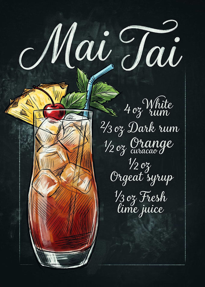 Mai Tai Cocktail Recipe Chalkboard Art