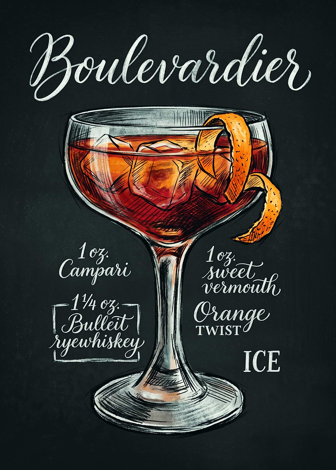 Boulevardier Cocktail Recipe Chalkboard Art