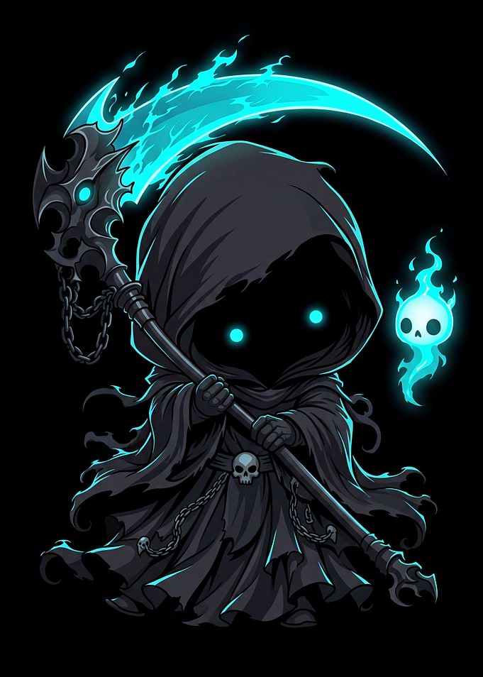 Cute Gothic Grim Reaper - AMOLED Neon Chibi