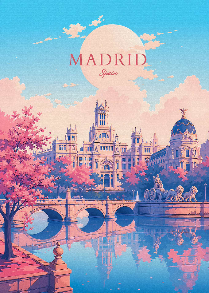 Madrid Spain Travel Poster Art