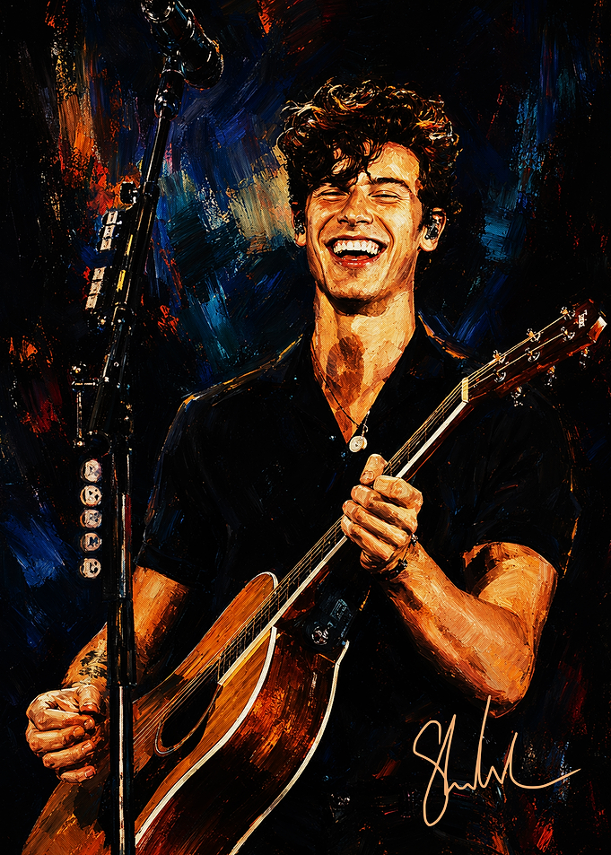 Shawn Mendes Playing Acoustic Guitar Painting