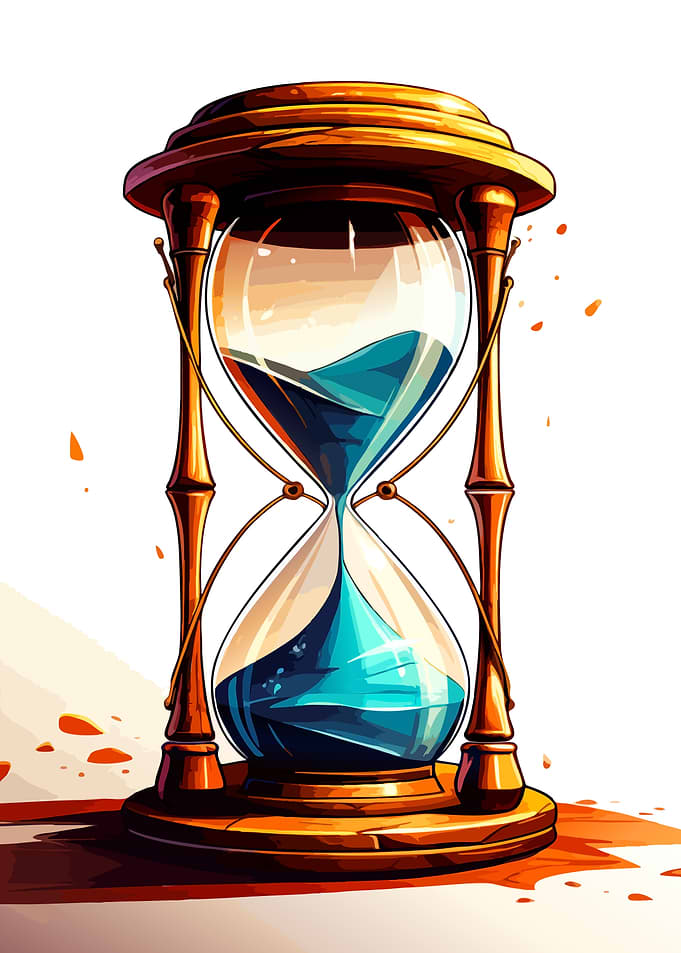 Stylized Hourglass with Blue Liquid