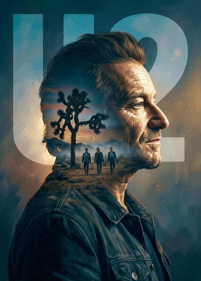U2 Joshua Tree Double Exposure Portrait
