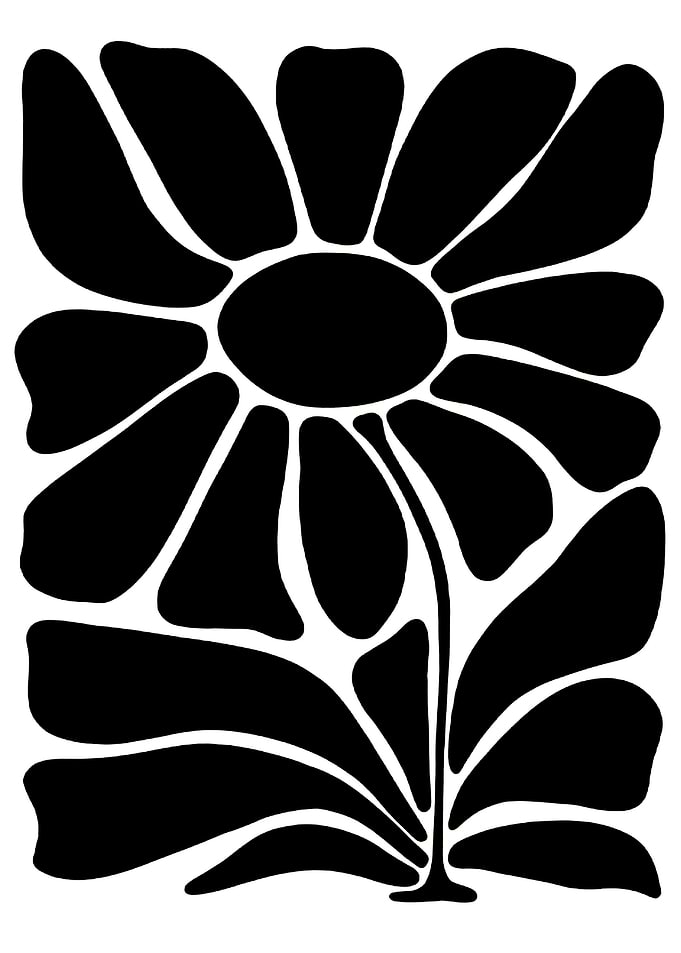Minimalist Black and White Flower Illustration