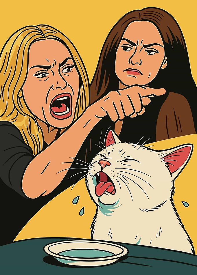 Woman Yelling at a Confused Cat