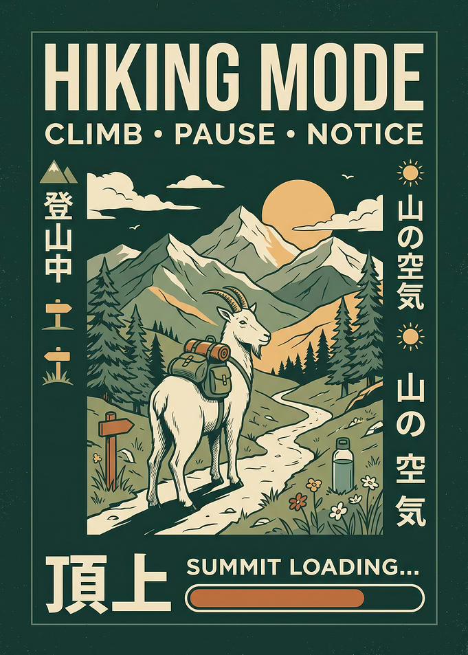 Hiking Mode Mountain Goat Poster