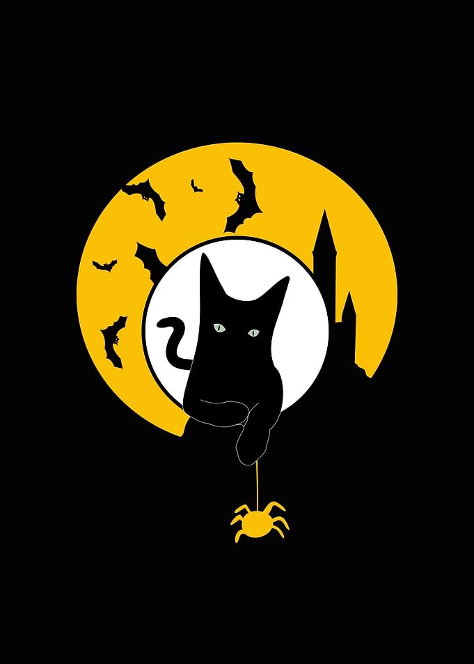 Black Cat Halloween Art