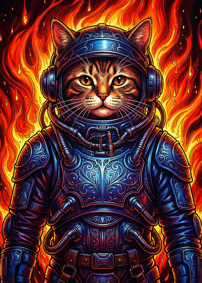 Cat Astronaut in Ornate Space Suit